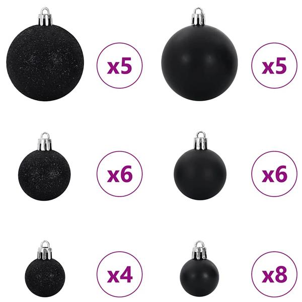 Grote foto vidaxl kerstbal set met 150 led 61 pcs zwart kunststof diversen overige diversen