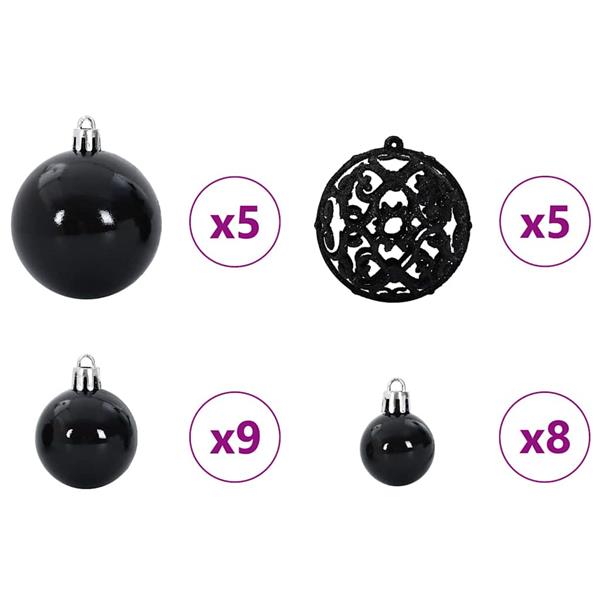 Grote foto vidaxl kerstbal set met 150 led 61 pcs zwart kunststof diversen overige diversen