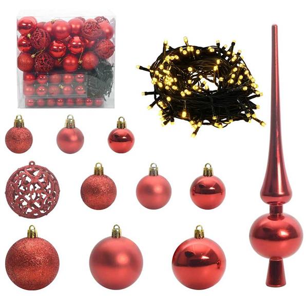 Grote foto vidaxl kerstbal set met 300 led 120 pcs rood kunststof diversen overige diversen
