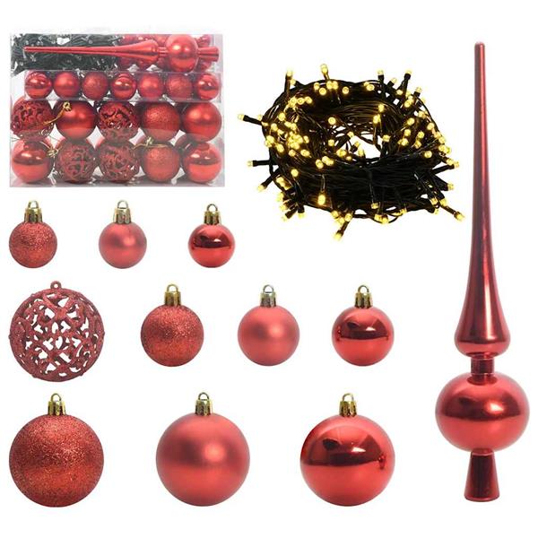 Grote foto vidaxl kerstbal set met 150 led 61 pcs rood kunststof diversen overige diversen