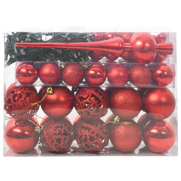 Grote foto vidaxl kerstbal set met 150 led 61 pcs rood kunststof diversen overige diversen