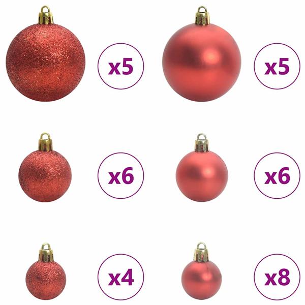 Grote foto vidaxl kerstbal set met 150 led 61 pcs rood kunststof diversen overige diversen