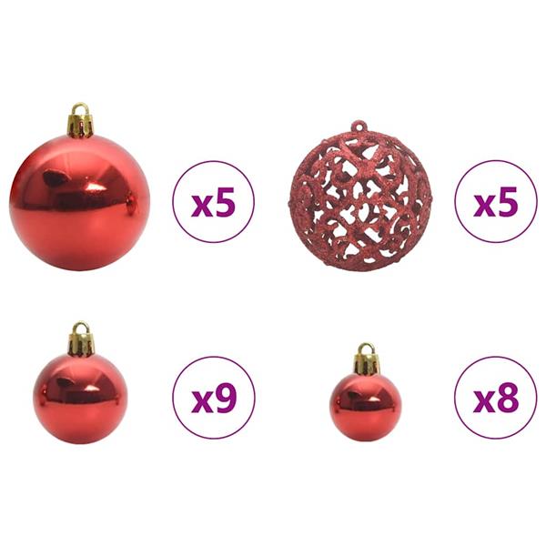Grote foto vidaxl kerstbal set met 150 led 61 pcs rood kunststof diversen overige diversen