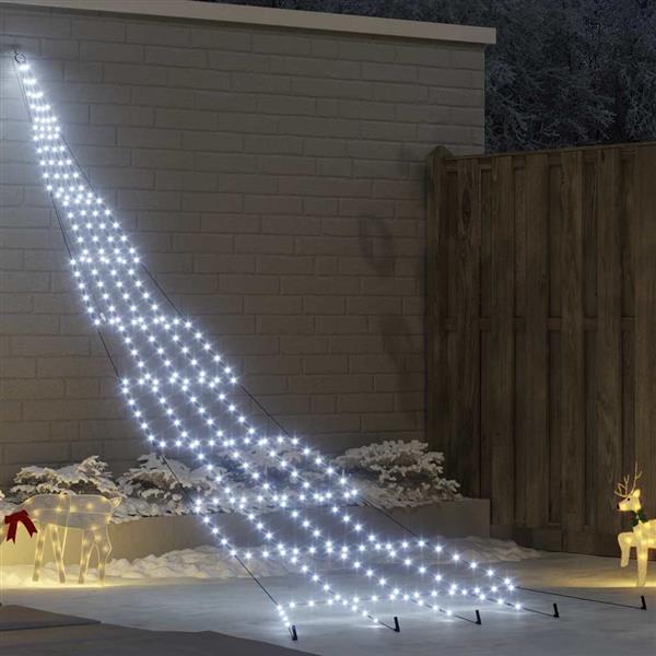Grote foto vidaxl led kerstboom met grondspiesjes koudwit 500 cm metaal diversen overige diversen