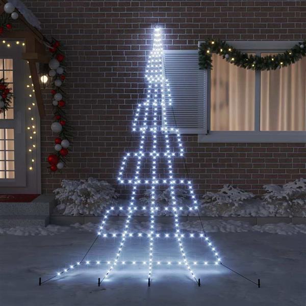 Grote foto vidaxl led kerstboom met grondspiesjes koudwit 500 cm metaal diversen overige diversen