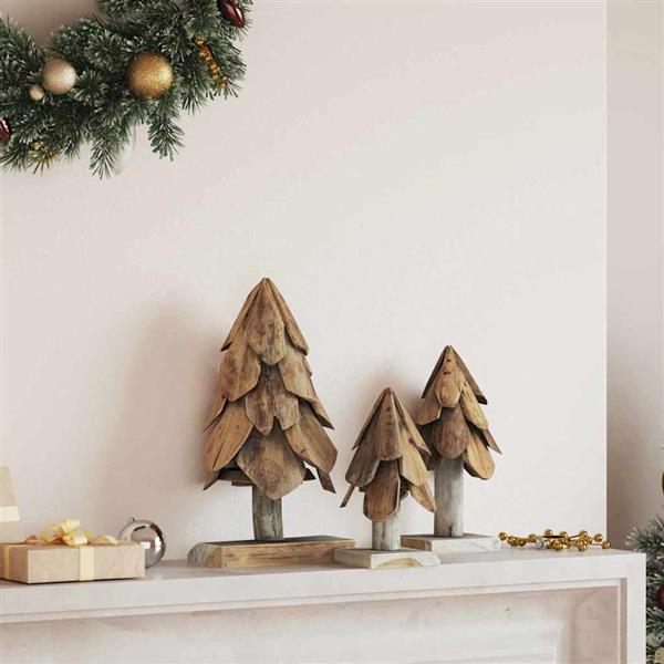 Grote foto vidaxl kerstboom met standaard 3 pcs bruin massief teakhout diversen overige diversen