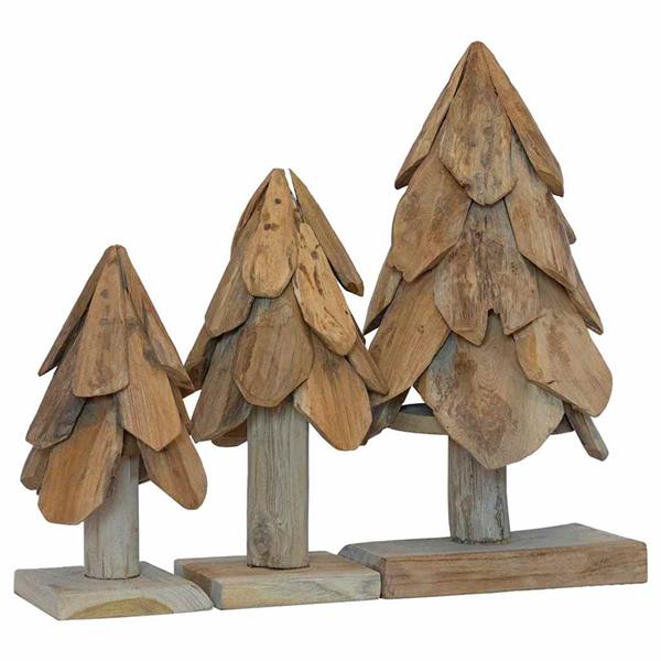 Grote foto vidaxl kerstboom met standaard 3 pcs bruin massief teakhout diversen overige diversen