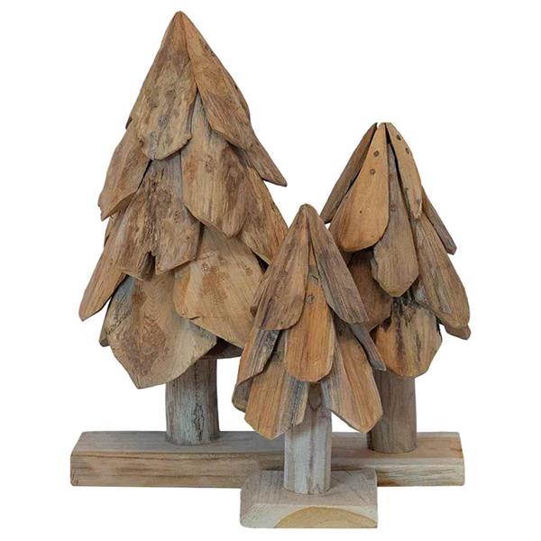 Grote foto vidaxl kerstboom met standaard 3 pcs bruin massief teakhout diversen overige diversen