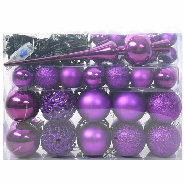 Grote foto vidaxl kerstbal set met 150 led 61 pcs lila kunststof diversen overige diversen