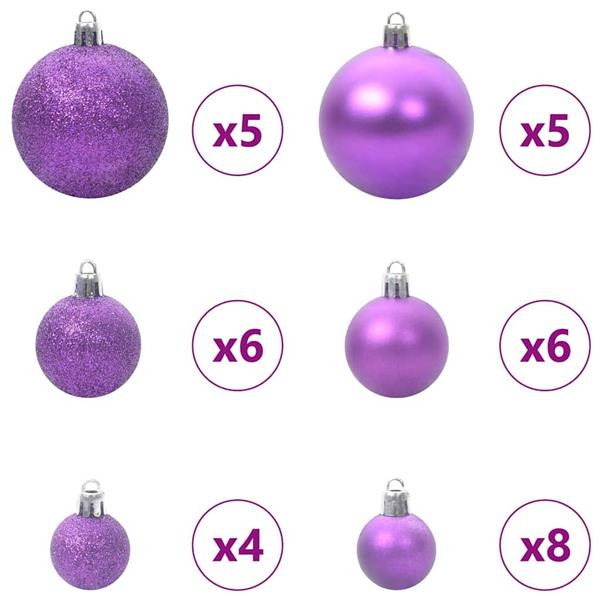Grote foto vidaxl kerstbal set met 150 led 61 pcs lila kunststof diversen overige diversen