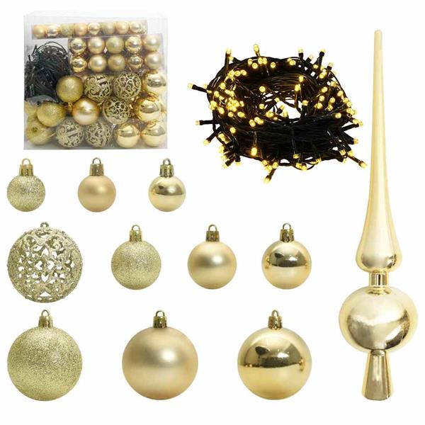 Grote foto vidaxl kerstbal set met 300 led 120 pcs goud kunststof diversen overige diversen