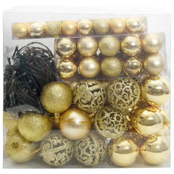 Grote foto vidaxl kerstbal set met 300 led 120 pcs goud kunststof diversen overige diversen