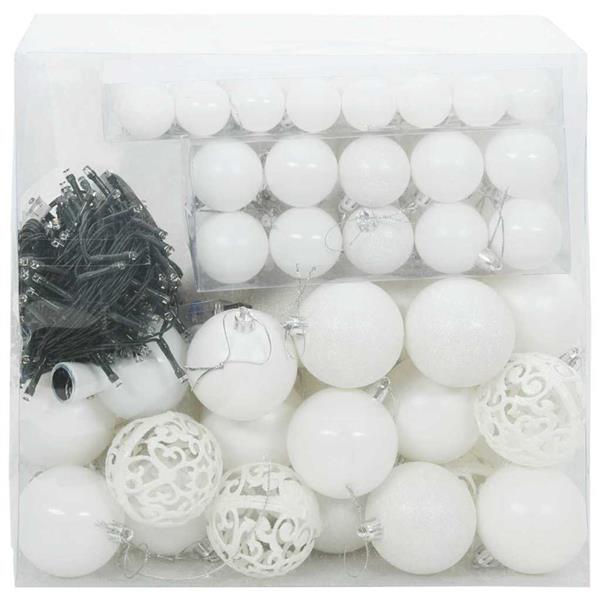Grote foto vidaxl kerstbal set met 300 led 120 pcs wit kunststof diversen overige diversen