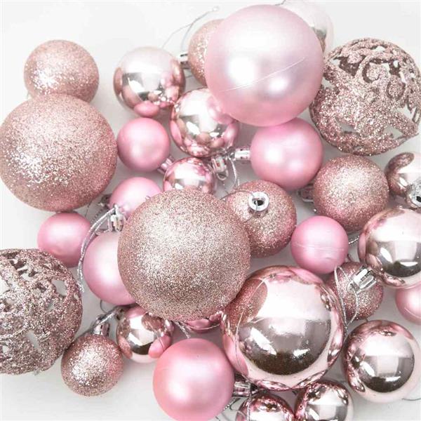 Grote foto vidaxl kerstbal set met 300 led 120 pcs roze kunststof diversen overige diversen