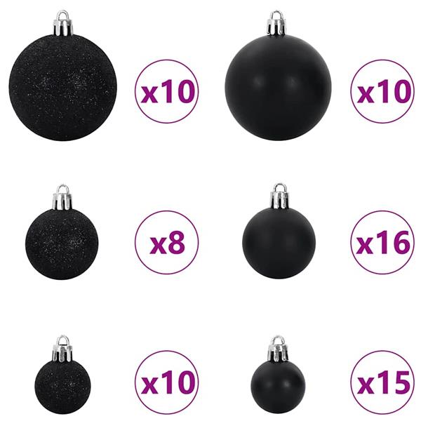 Grote foto vidaxl kerstbal set met 300 led 120 pcs zwart kunststof diversen overige diversen