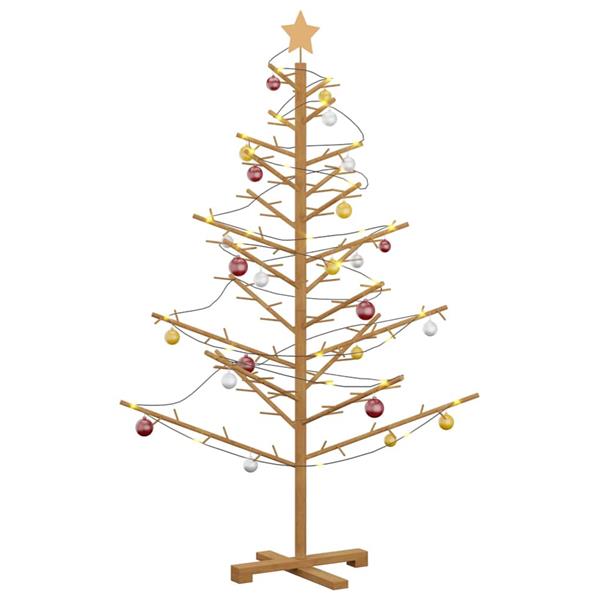 Grote foto vidaxl houten kerstboom met standaard bruin 150 cm massief grenenhout diversen overige diversen