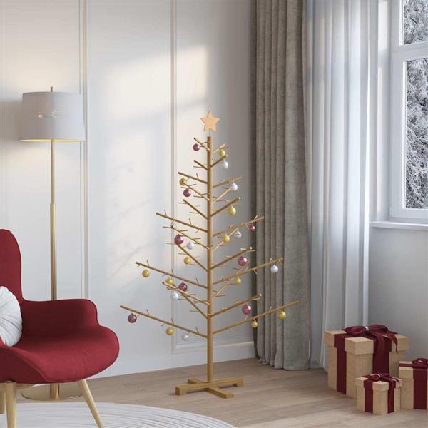 Grote foto vidaxl houten kerstboom met standaard bruin 150 cm massief grenenhout diversen overige diversen