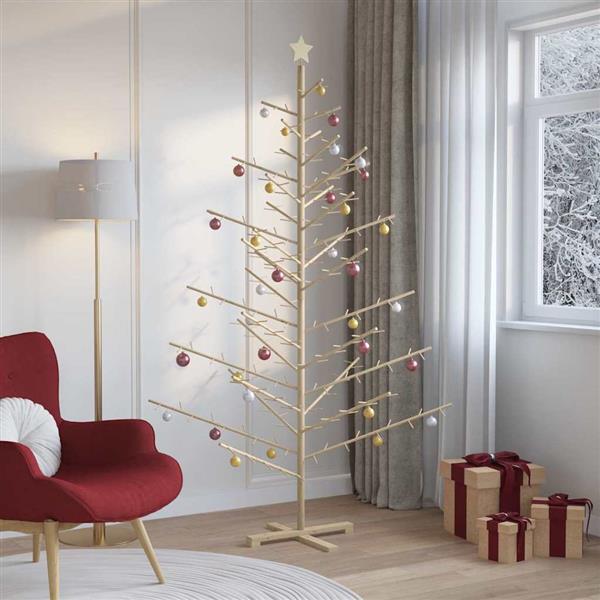 Grote foto vidaxl houten kerstboom naturel 210 cm massief grenenhout diversen overige diversen