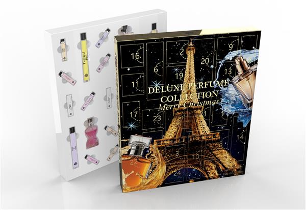 Grote foto luxe adventskalender eiffeltoren sieraden tassen en uiterlijk parfum