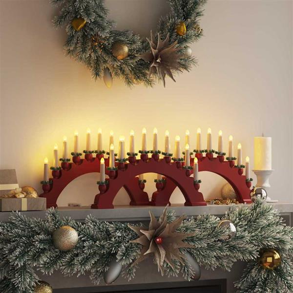 Grote foto vidaxl kerst kaarsenboog met 10 led kaarsen 3 pcs rood 47 x 5 x 29 cm diversen overige diversen