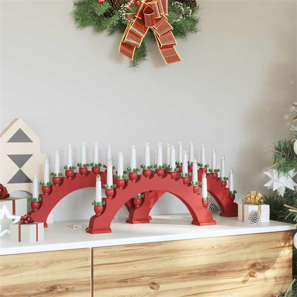 Grote foto vidaxl kerst kaarsenboog met 10 led kaarsen 3 pcs rood 47 x 5 x 29 cm diversen overige diversen