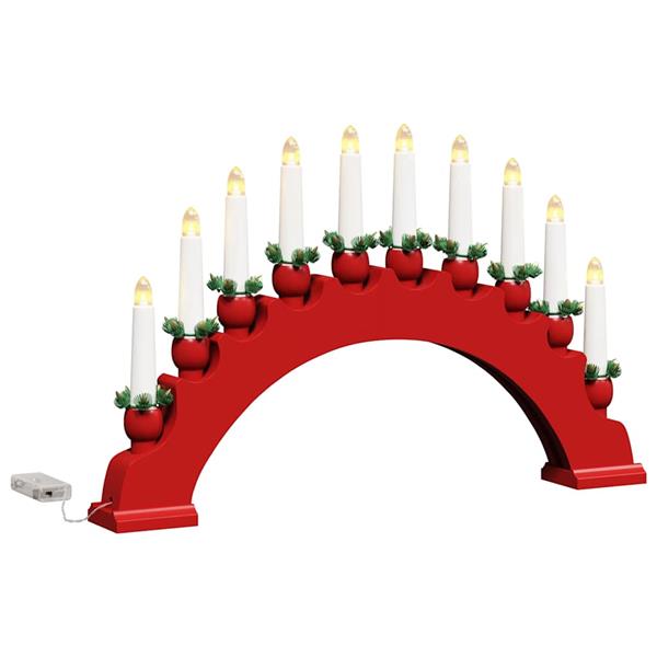 Grote foto vidaxl kerst kaarsenboog met 10 led kaarsen 3 pcs rood 47 x 5 x 29 cm diversen overige diversen