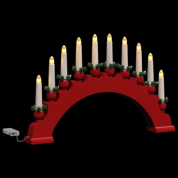 Grote foto vidaxl kerst kaarsenboog met 10 led kaarsen 3 pcs rood 47 x 5 x 29 cm diversen overige diversen