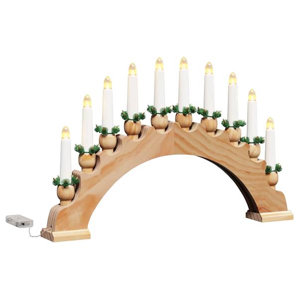 Grote foto vidaxl kerst kaarsenboog met 10 led kaarsen bruin 47 x 5 x 29 cm diversen overige diversen