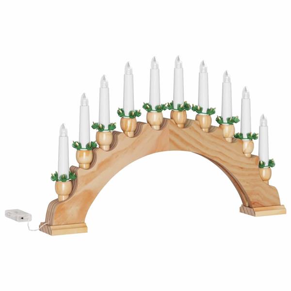 Grote foto vidaxl kerst kaarsenboog met 10 led kaarsen bruin 47 x 5 x 29 cm diversen overige diversen