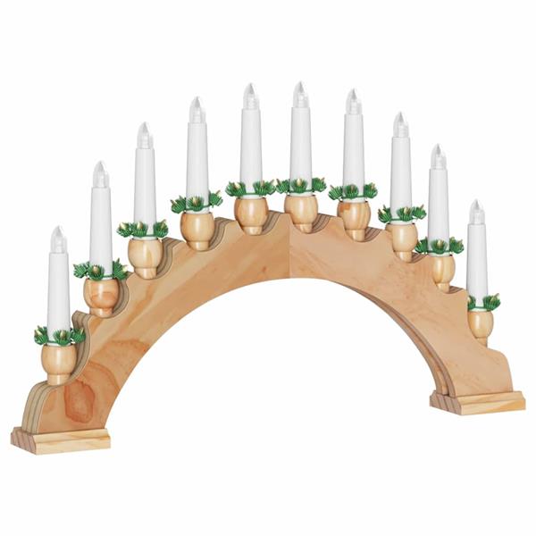 Grote foto vidaxl kerst kaarsenboog met 10 led kaarsen bruin 47 x 5 x 29 cm diversen overige diversen