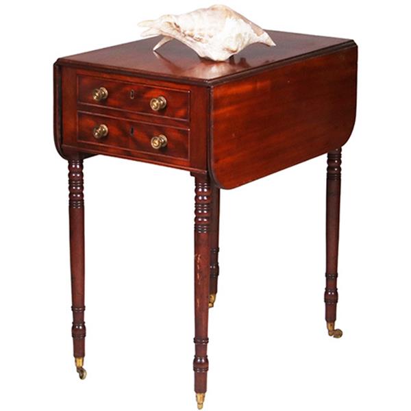 Grote foto bijzettafeltje met 2 opklapbare bladen en lange laden no.332450 antiek en kunst stoelen en banken