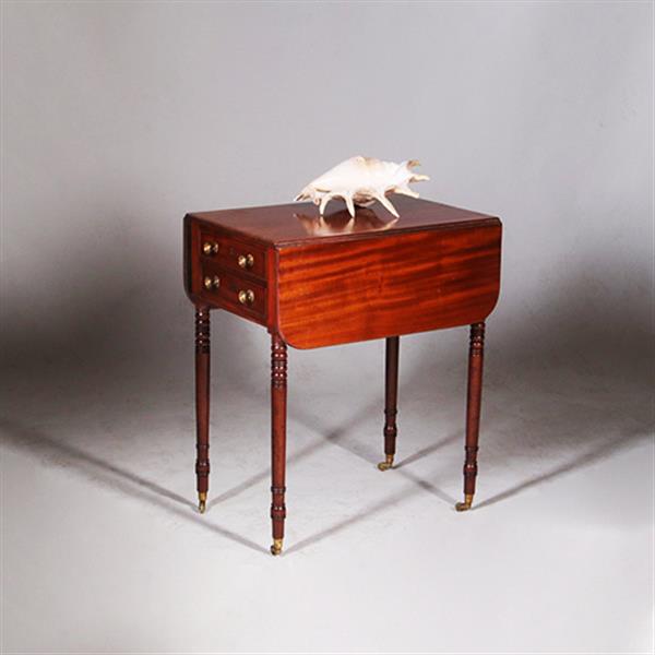 Grote foto bijzettafeltje met 2 opklapbare bladen en lange laden no.332450 antiek en kunst stoelen en banken