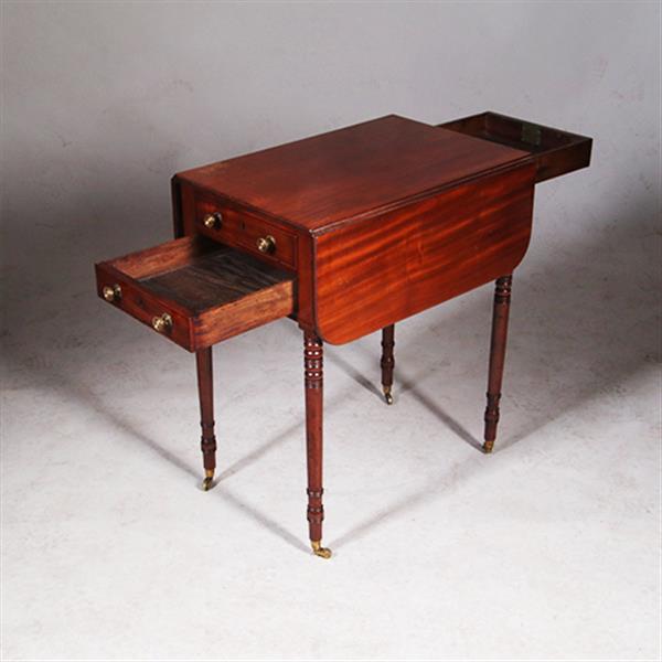 Grote foto bijzettafeltje met 2 opklapbare bladen en lange laden no.332450 antiek en kunst stoelen en banken
