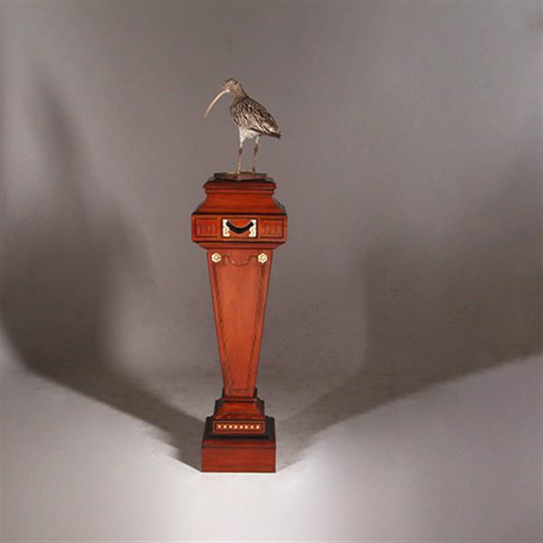 Grote foto zeer hoge zuil of pedestal in notenhout met zwart en goud. no.332425 antiek en kunst overige in antiek gebruiksvoorwerpen