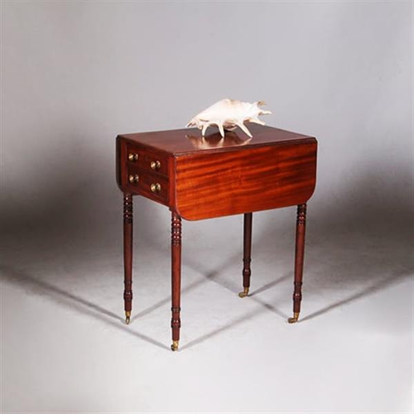 Grote foto bijzettafeltje met 2 opklapbare bladen en lange laden no.332450 antiek en kunst stoelen en banken