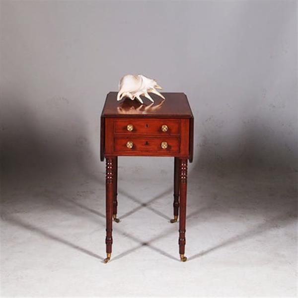 Grote foto bijzettafeltje met 2 opklapbare bladen en lange laden no.332450 antiek en kunst stoelen en banken