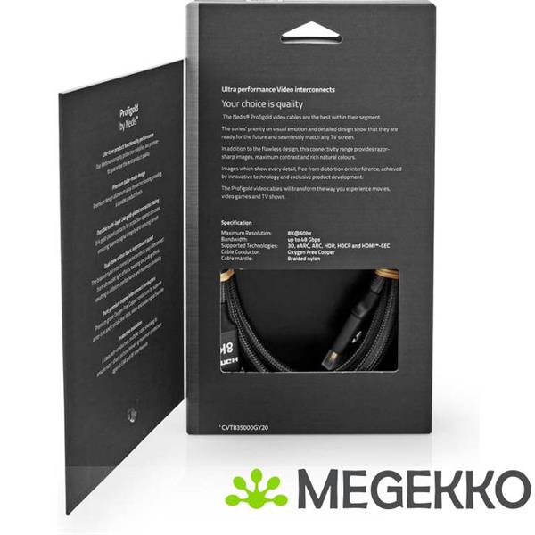 Grote foto nedis cvtb35000gy50 hdmi kabel 2 m hdmi type a standaard zwart computers en software overige computers en software