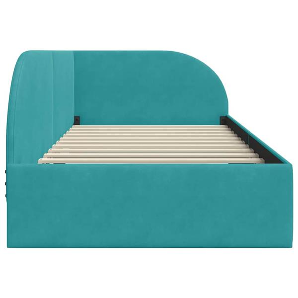 Grote foto vidaxl hoekbedframe met hoofdeinde turquoise 100 x 200 cm fluweel antiek en kunst stoelen en banken