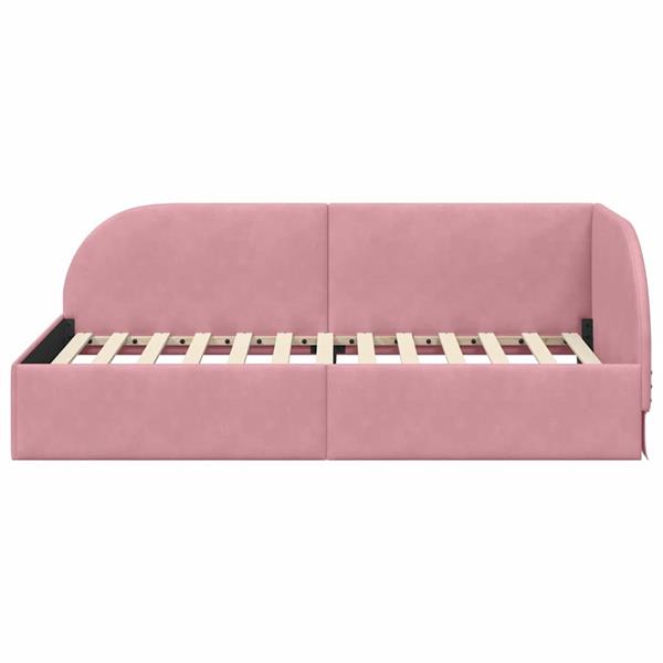 Grote foto vidaxl hoekbedframe met hoofdeinde roze 100 x 200 cm fluweel antiek en kunst stoelen en banken