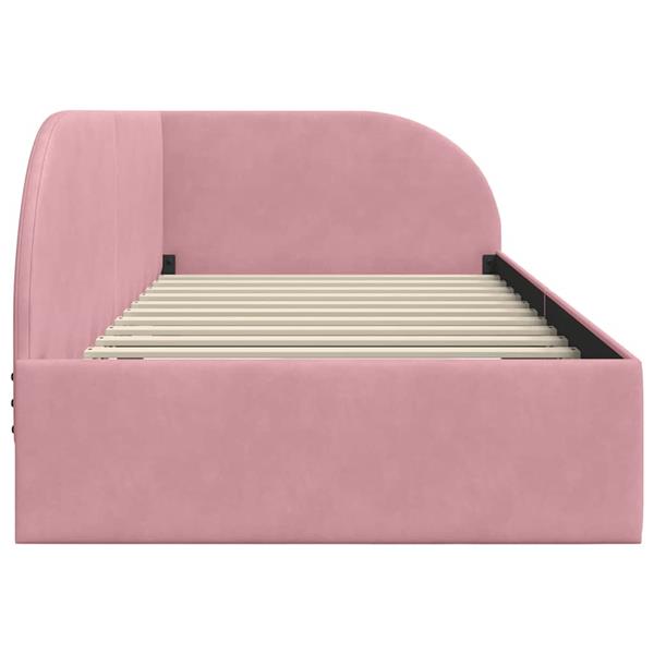 Grote foto vidaxl hoekbedframe met hoofdeinde roze 100 x 200 cm fluweel antiek en kunst stoelen en banken