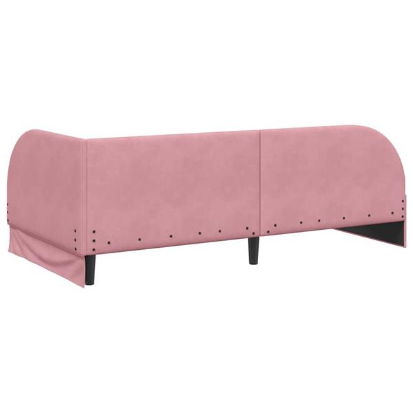 Grote foto vidaxl hoekbedframe met hoofdeinde roze 100 x 200 cm fluweel antiek en kunst stoelen en banken
