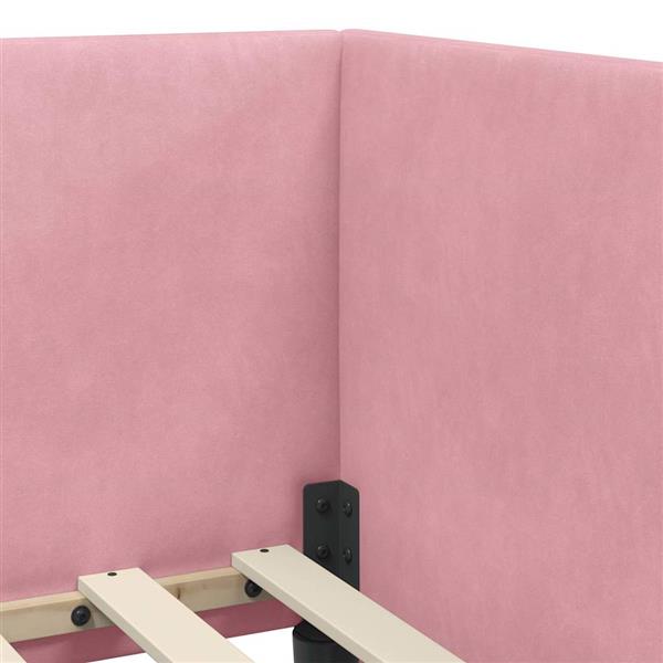 Grote foto vidaxl hoekbedframe met hoofdeinde roze 100 x 200 cm fluweel antiek en kunst stoelen en banken