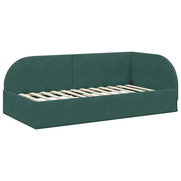 Grote foto vidaxl hoekbedframe met hoofdeinde donkergroen 90 x 190 cm fluweel antiek en kunst stoelen en banken