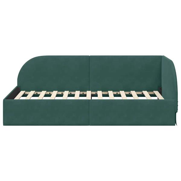 Grote foto vidaxl hoekbedframe met hoofdeinde donkergroen 90 x 190 cm fluweel antiek en kunst stoelen en banken
