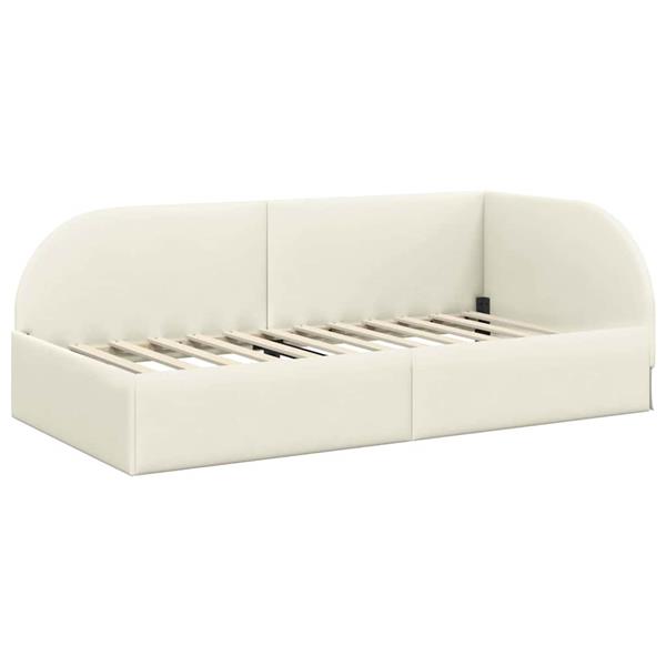 Grote foto vidaxl hoekbedframe met hoofdeinde cr me 100 x 200 cm fluweel antiek en kunst stoelen en banken