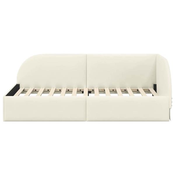 Grote foto vidaxl hoekbedframe met hoofdeinde cr me 100 x 200 cm fluweel antiek en kunst stoelen en banken