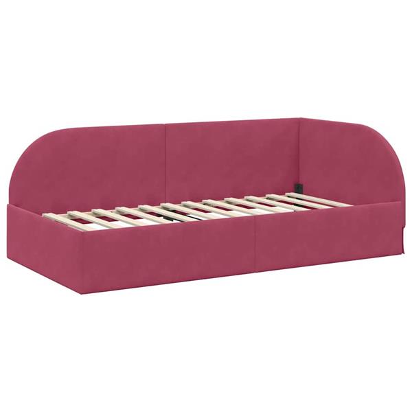 Grote foto vidaxl hoekbedframe met hoofdeinde wijnrood 100 x 200 cm fluweel antiek en kunst stoelen en banken