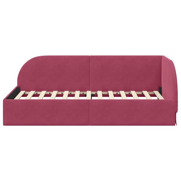 Grote foto vidaxl hoekbedframe met hoofdeinde wijnrood 100 x 200 cm fluweel antiek en kunst stoelen en banken