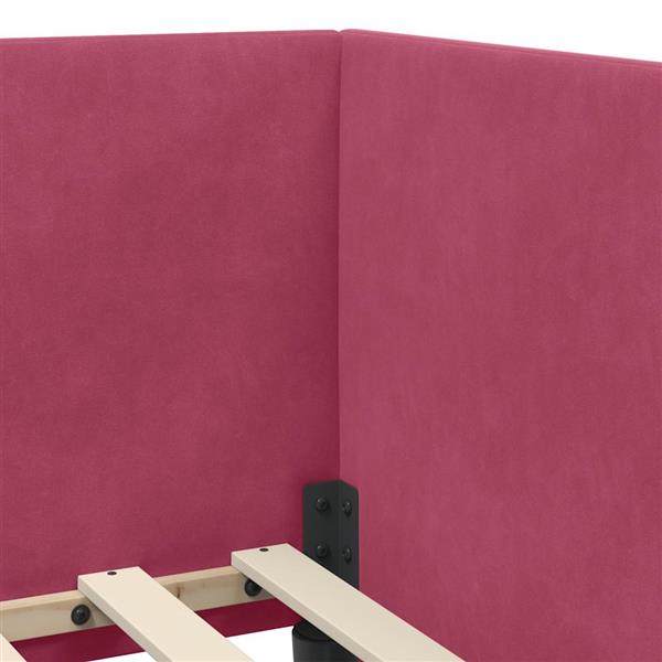 Grote foto vidaxl hoekbedframe met hoofdeinde wijnrood 100 x 200 cm fluweel antiek en kunst stoelen en banken