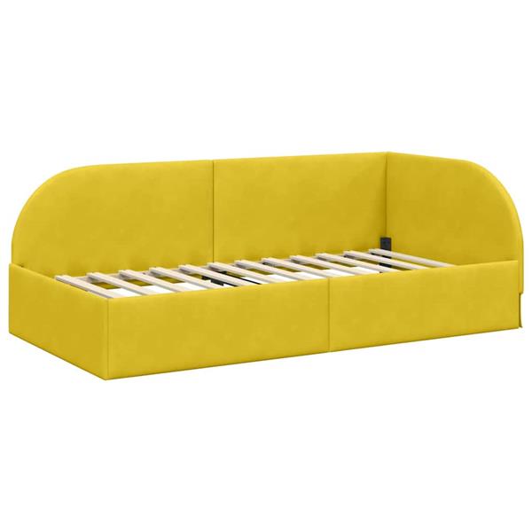 Grote foto vidaxl hoekbedframe met hoofdeinde geel 100 x 200 cm fluweel antiek en kunst stoelen en banken